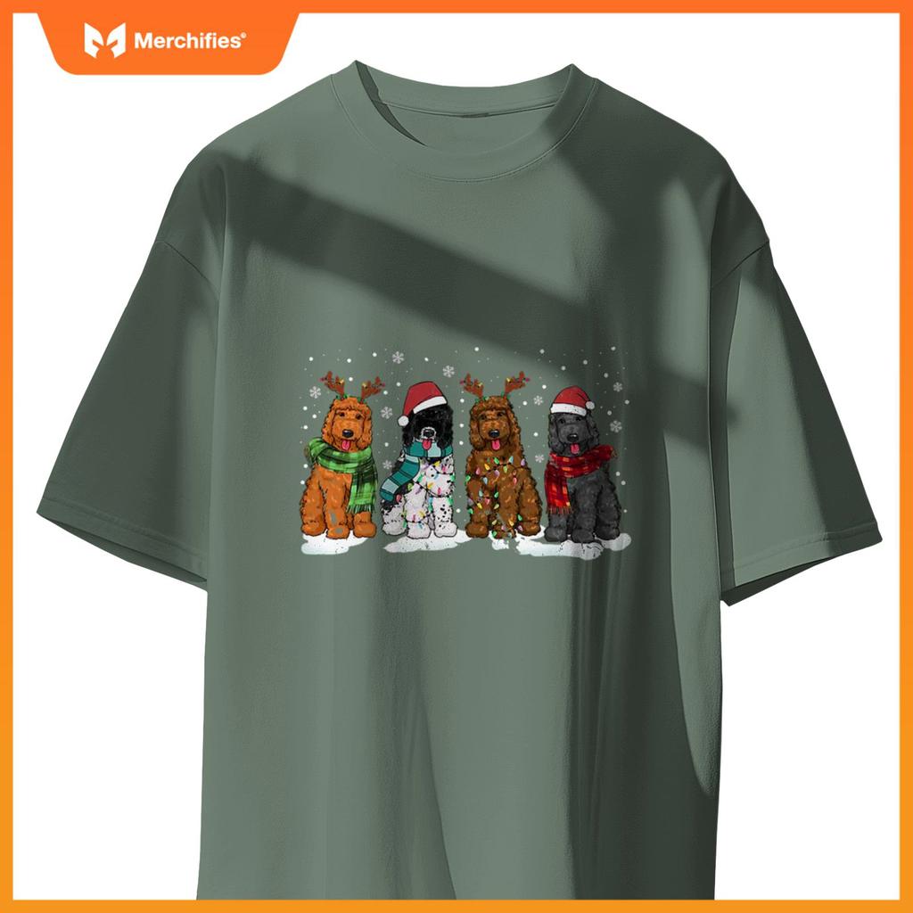 Goldendoodle Dogs Christmas Lights Golden Doodle Dog Xmas PJ T-Shirt
