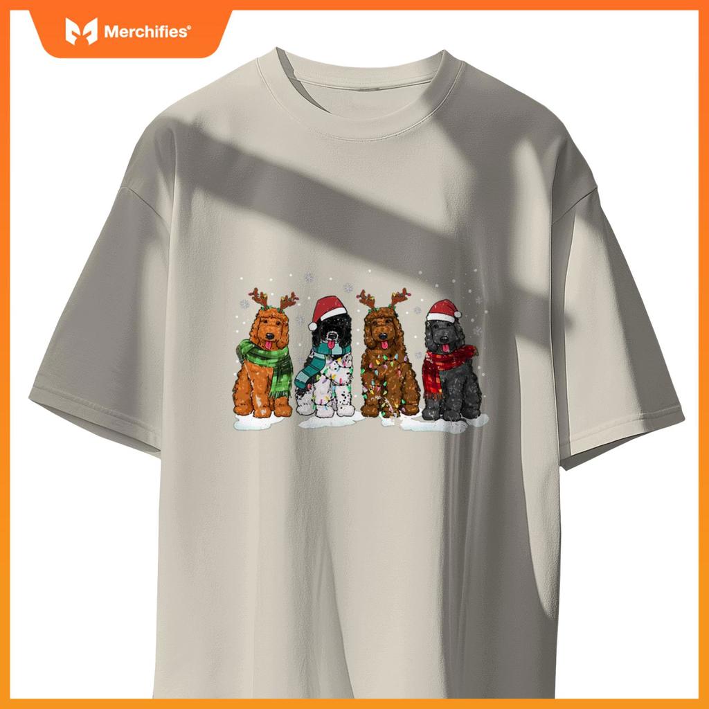 Goldendoodle Dogs Christmas Lights Golden Doodle Dog Xmas PJ T-Shirt