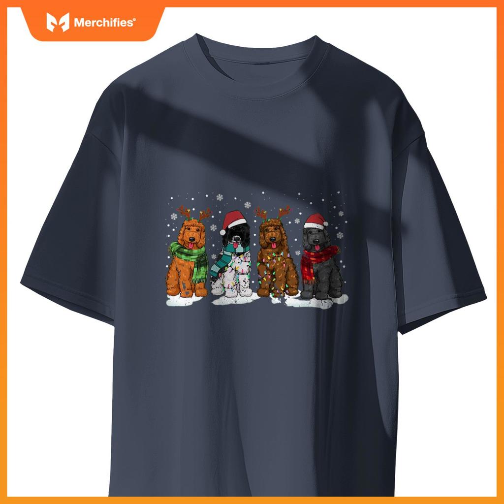 Goldendoodle Dogs Christmas Lights Golden Doodle Dog Xmas PJ T-Shirt