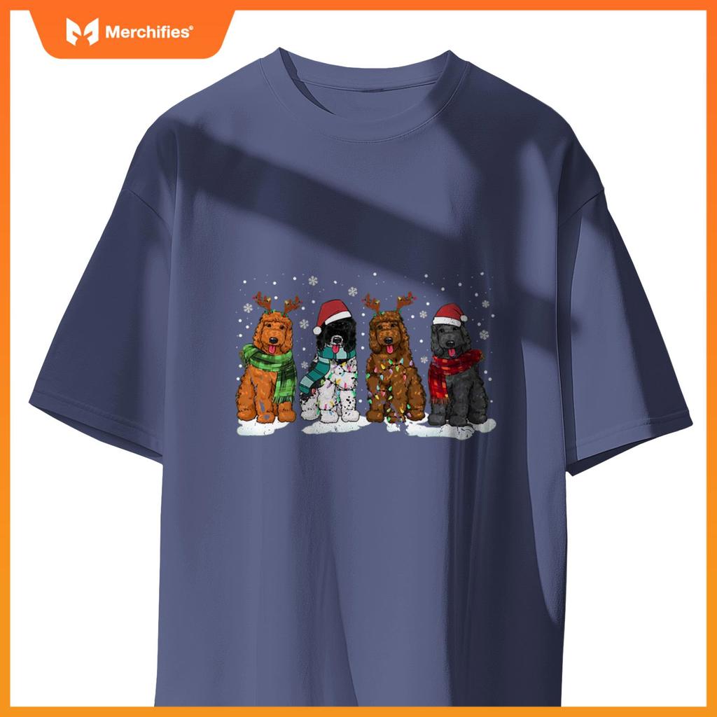 Goldendoodle Dogs Christmas Lights Golden Doodle Dog Xmas PJ T-Shirt