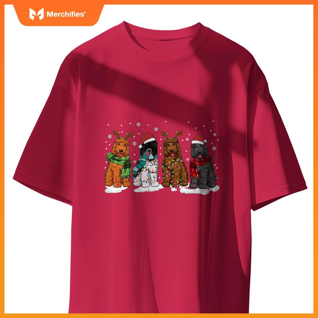 Goldendoodle Dogs Christmas Lights Golden Doodle Dog Xmas PJ T-Shirt