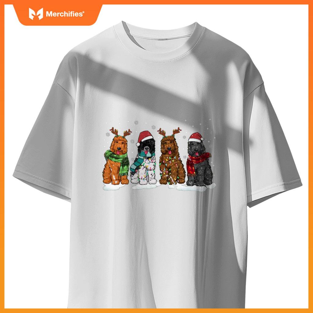 Goldendoodle Dogs Christmas Lights Golden Doodle Dog Xmas PJ T-Shirt