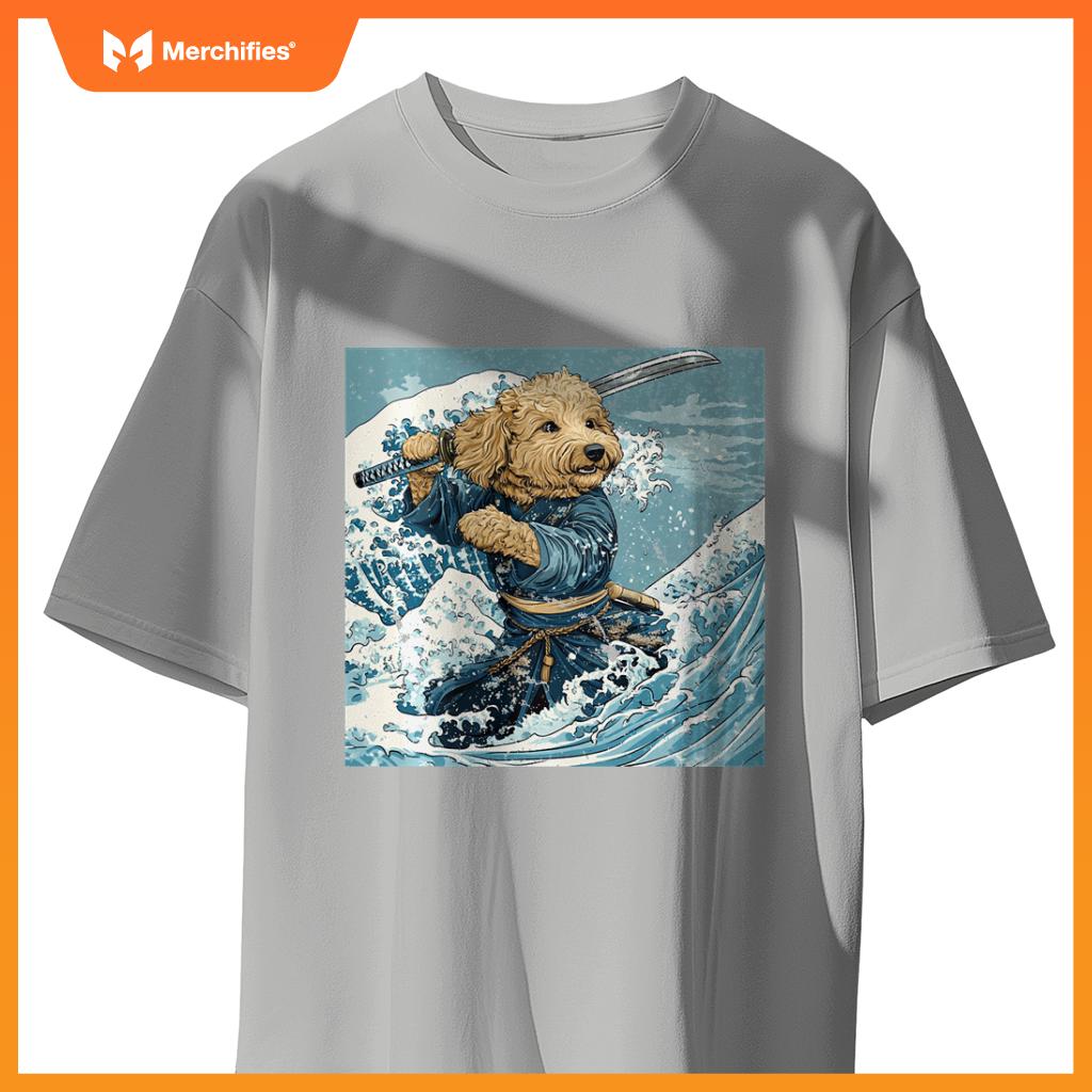 Goldendoodle Pet Dog Samurai Warrior Japanese Art Anime T-Shirt
