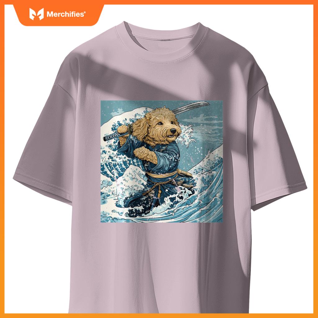 Goldendoodle Pet Dog Samurai Warrior Japanese Art Anime T-Shirt