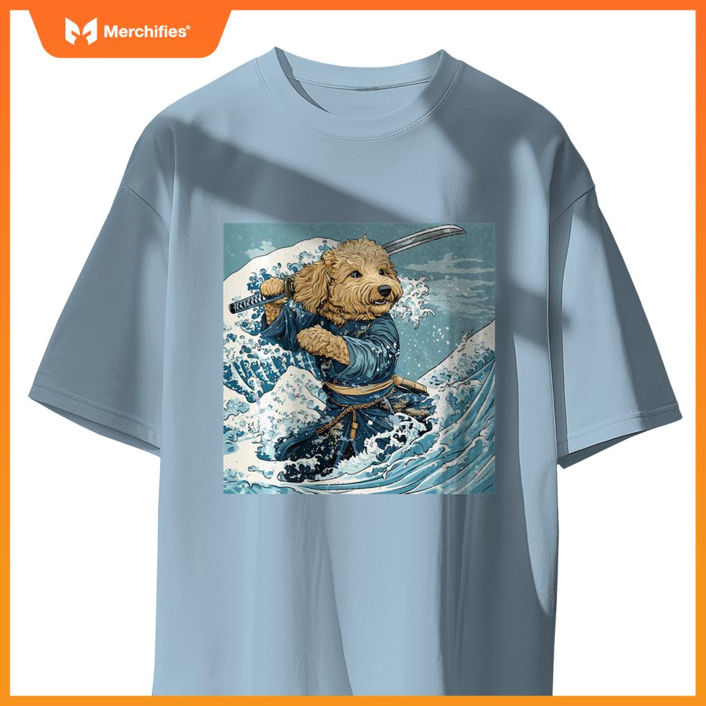 Goldendoodle Pet Dog Samurai Warrior Japanese Art Anime T-Shirt