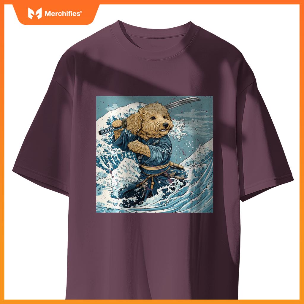 Goldendoodle Pet Dog Samurai Warrior Japanese Art Anime T-Shirt
