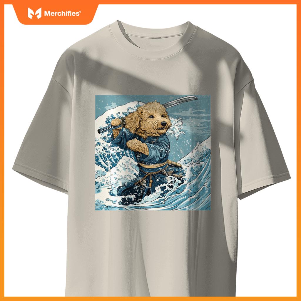Goldendoodle Pet Dog Samurai Warrior Japanese Art Anime T-Shirt