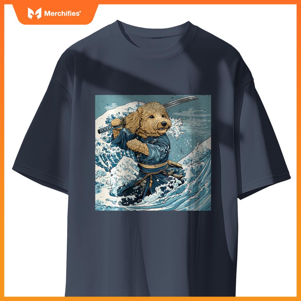 Goldendoodle Pet Dog Samurai Warrior Japanese Art Anime T-Shirt