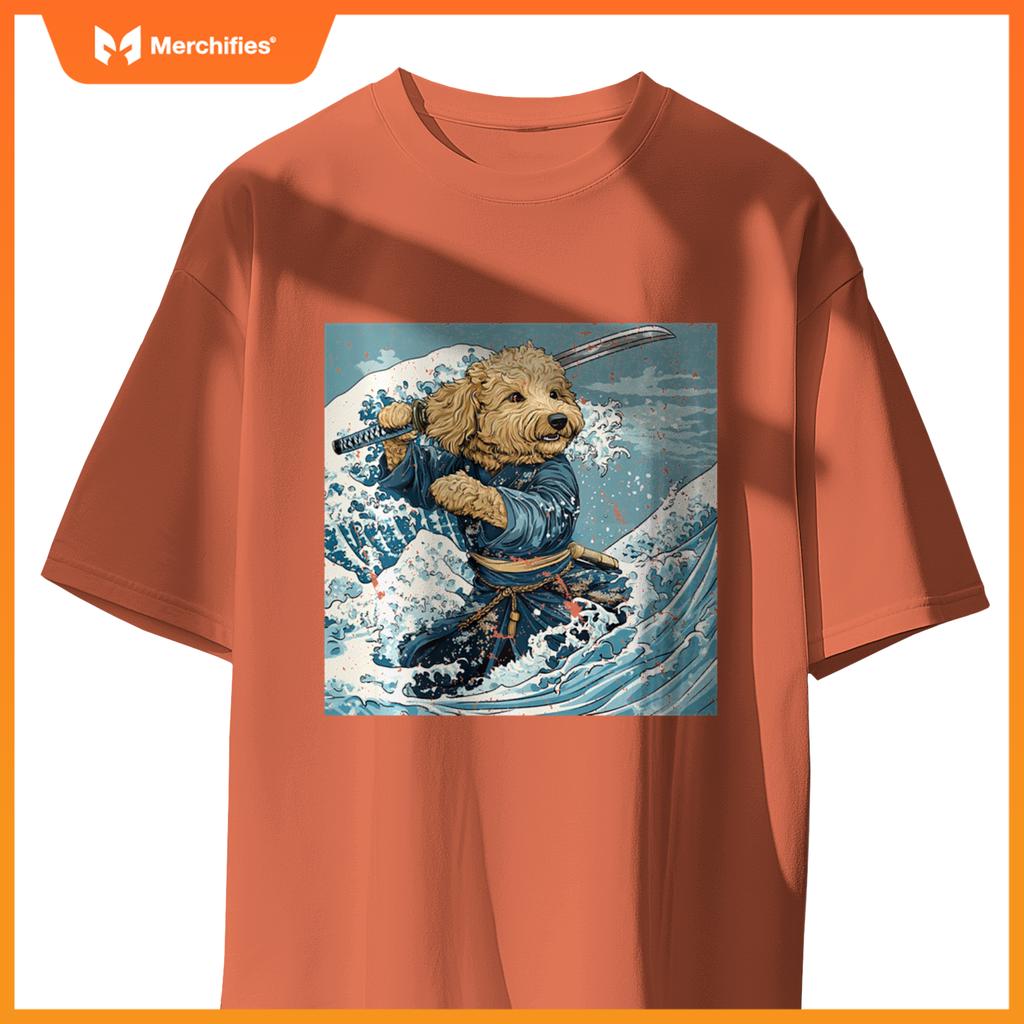 Goldendoodle Pet Dog Samurai Warrior Japanese Art Anime T-Shirt