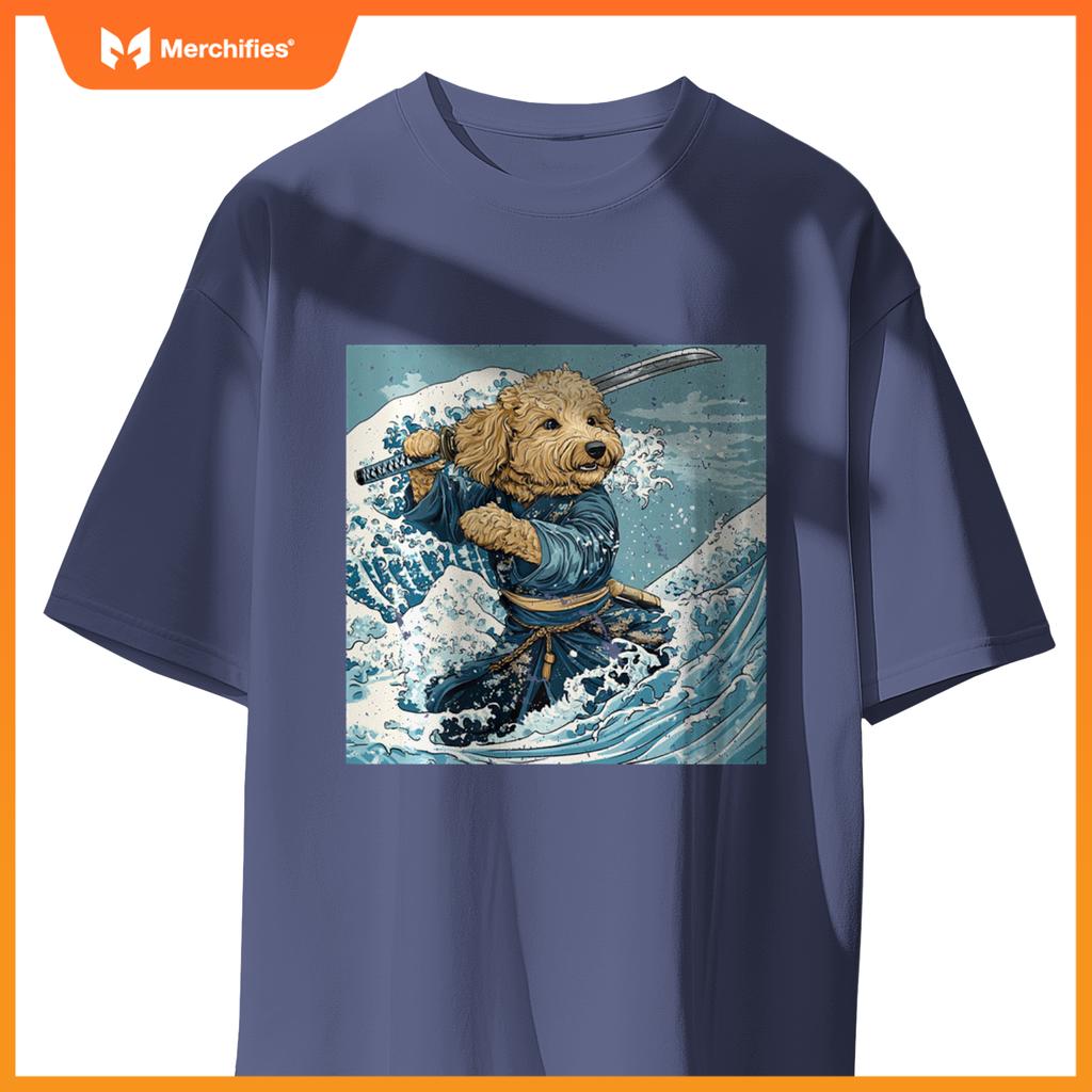 Goldendoodle Pet Dog Samurai Warrior Japanese Art Anime T-Shirt