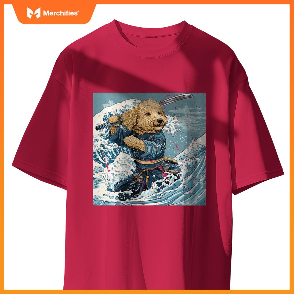 Goldendoodle Pet Dog Samurai Warrior Japanese Art Anime T-Shirt