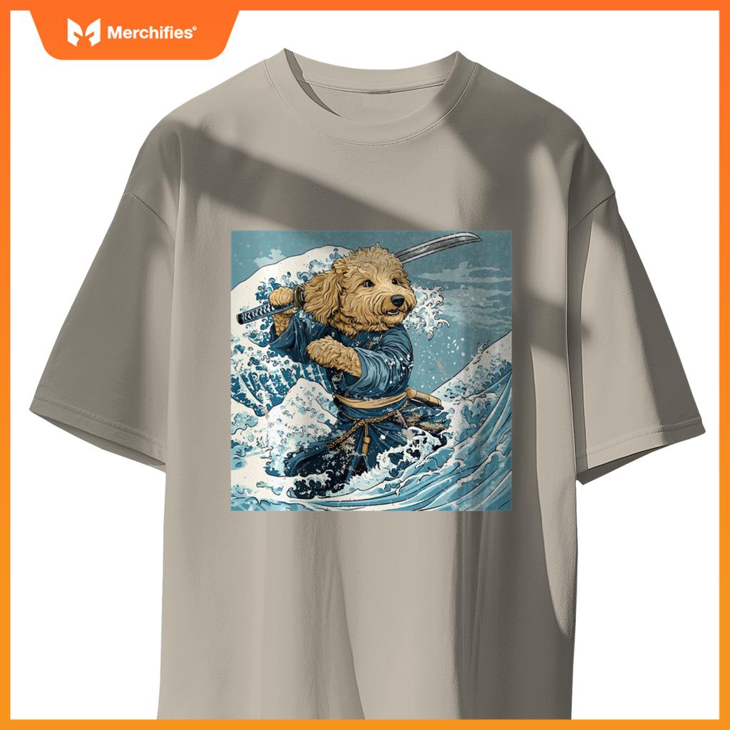 Goldendoodle Pet Dog Samurai Warrior Japanese Art Anime T-Shirt