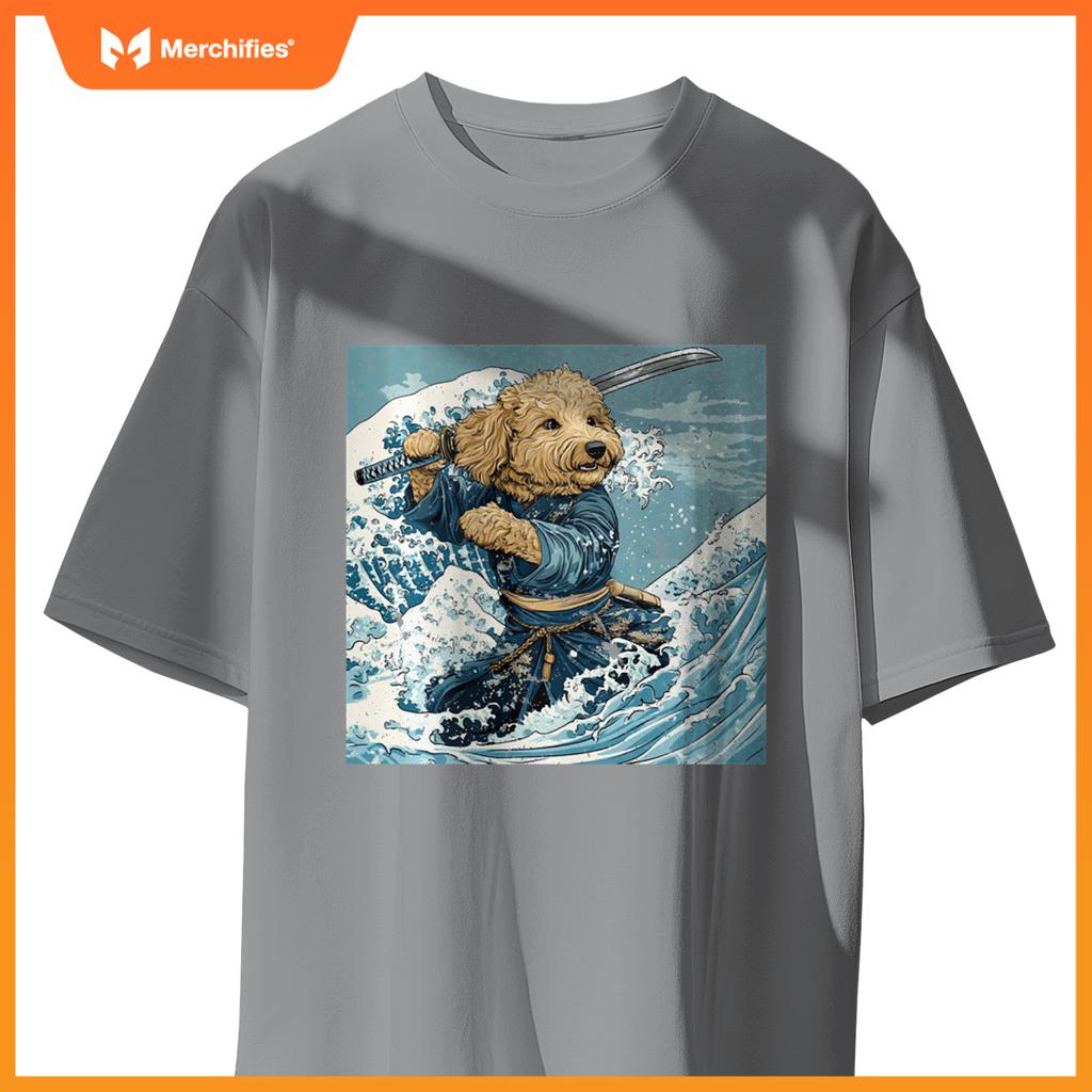 Goldendoodle Pet Dog Samurai Warrior Japanese Art Anime T-Shirt