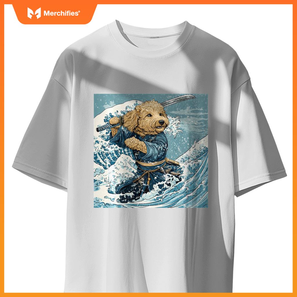 Goldendoodle Pet Dog Samurai Warrior Japanese Art Anime T-Shirt