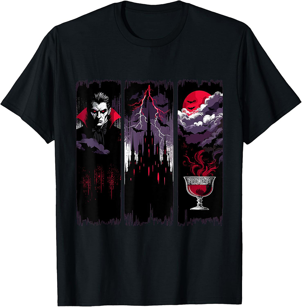 Gothic Vampire Castle Horror Halloween Night T-Shirt