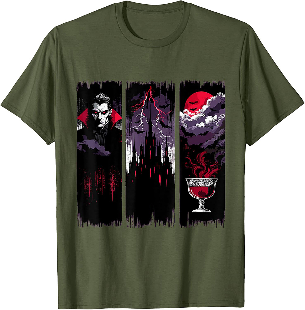 Gothic Vampire Castle Horror Halloween Night T-Shirt