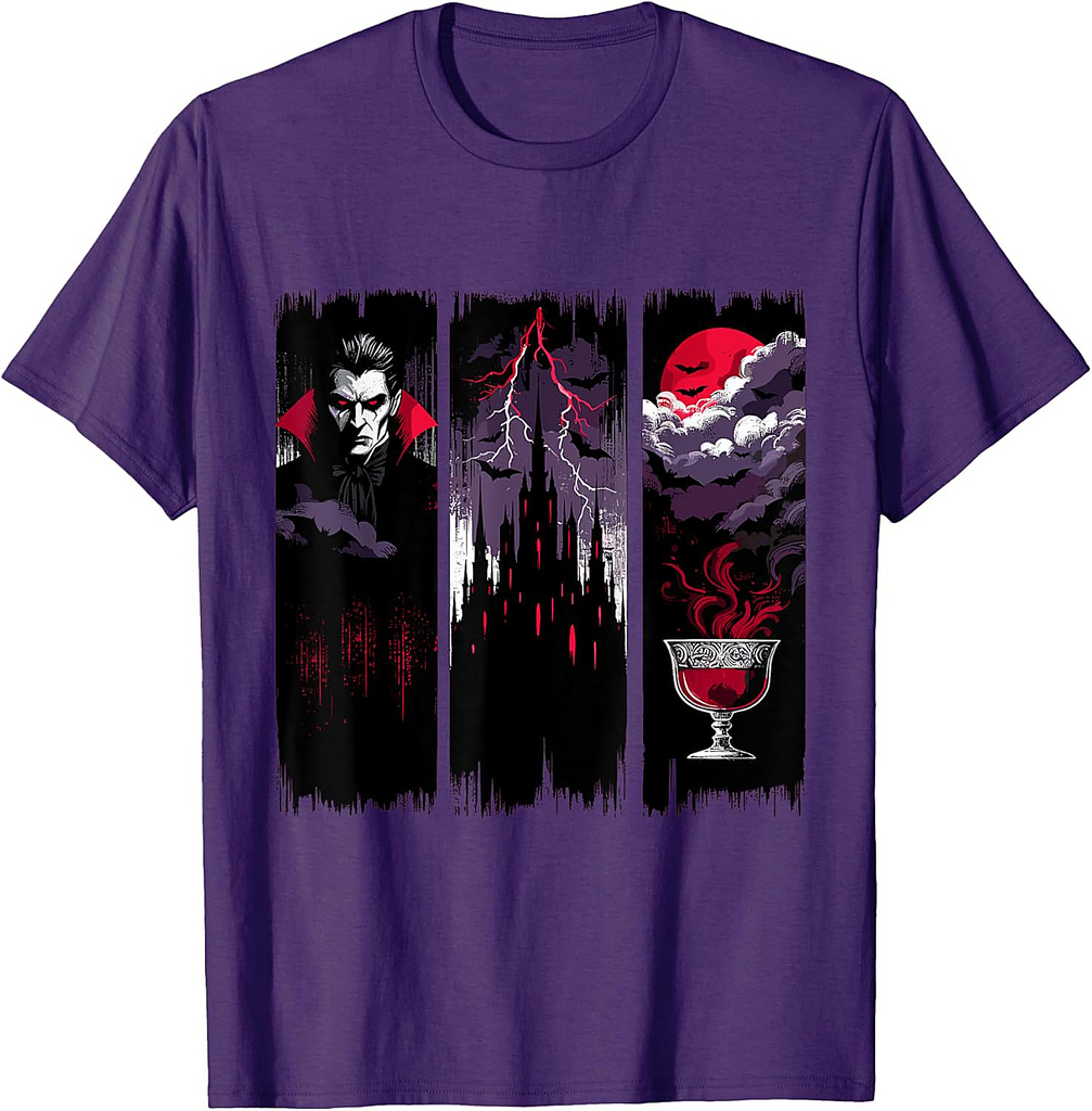 Gothic Vampire Castle Horror Halloween Night T-Shirt