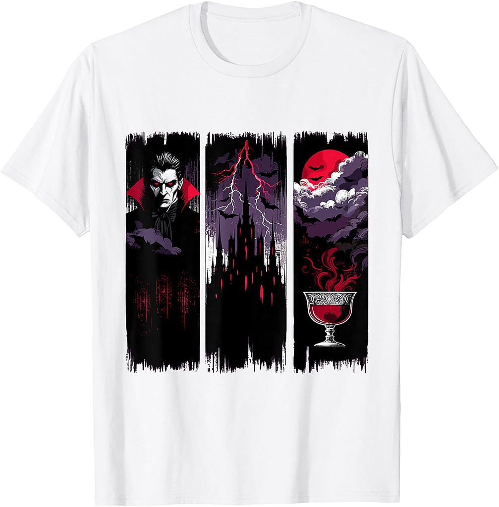 Gothic Vampire Castle Horror Halloween Night T-Shirt
