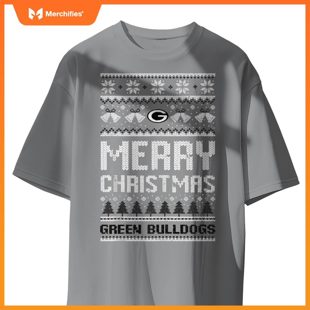 Green Bulldogs Logo Merry Christmas Ugly Sweater HS T-Shirt