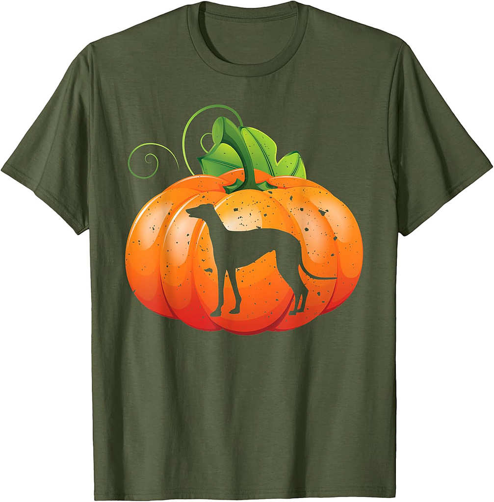Greyhound Halloween Silhouette Pumpkin Image Dog Owners Gift T-Shirt