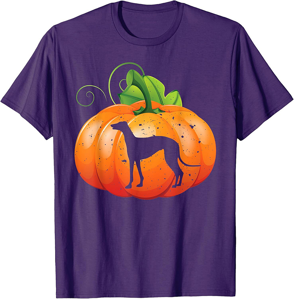 Greyhound Halloween Silhouette Pumpkin Image Dog Owners Gift T-Shirt