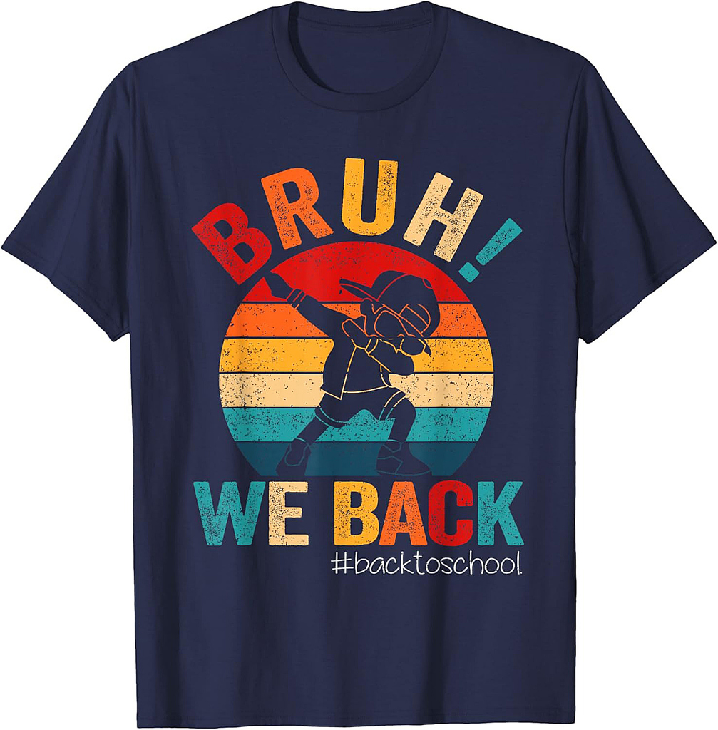 Groovy Bruh We Back Teachers Kids Funny Back To School T-Shirt
