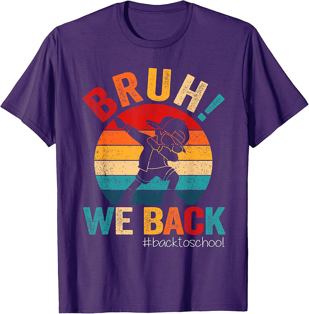 Groovy Bruh We Back Teachers Kids Funny Back To School T-Shirt