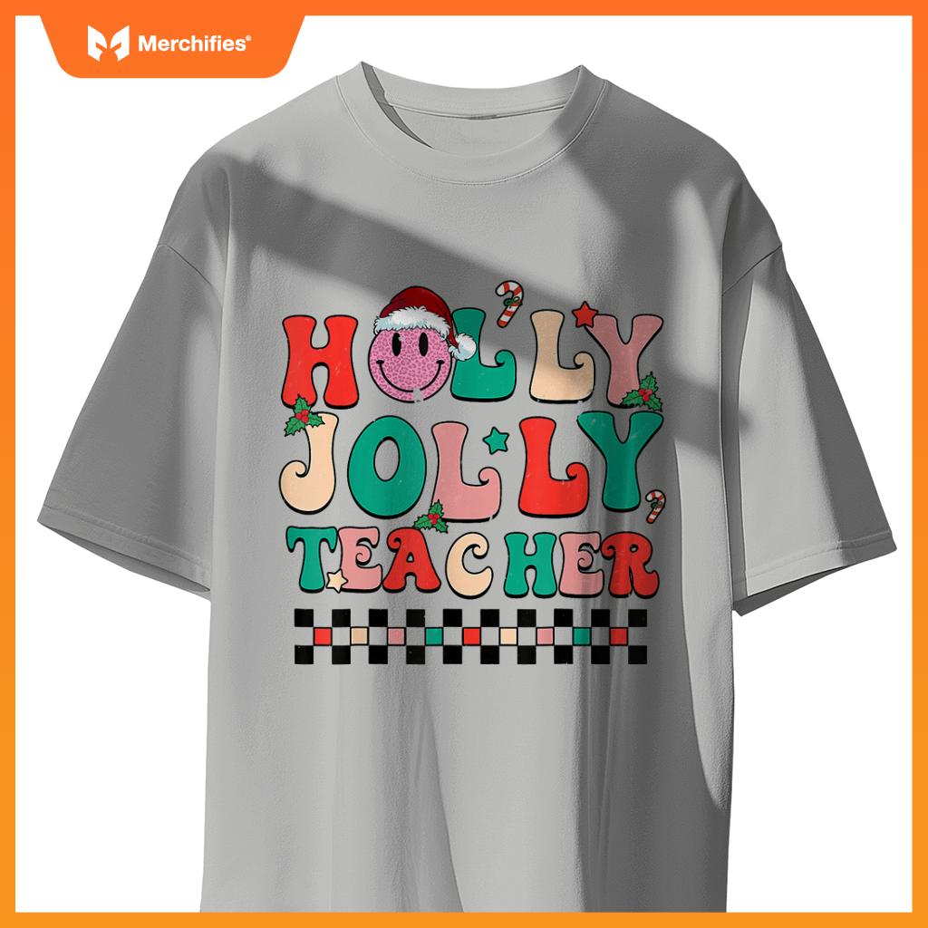 Groovy Retro Holly Xmas Jolly Teacher Christmas
