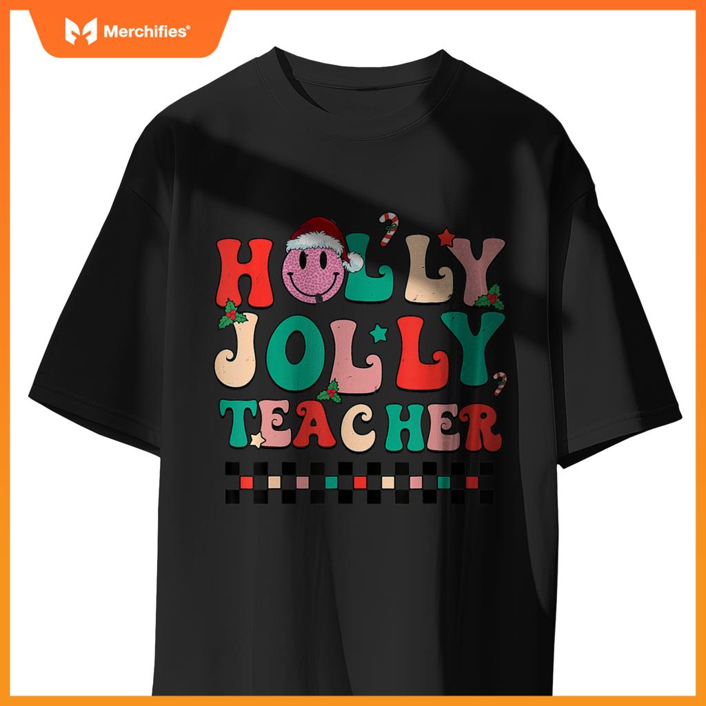 Groovy Retro Holly Xmas Jolly Teacher Christmas