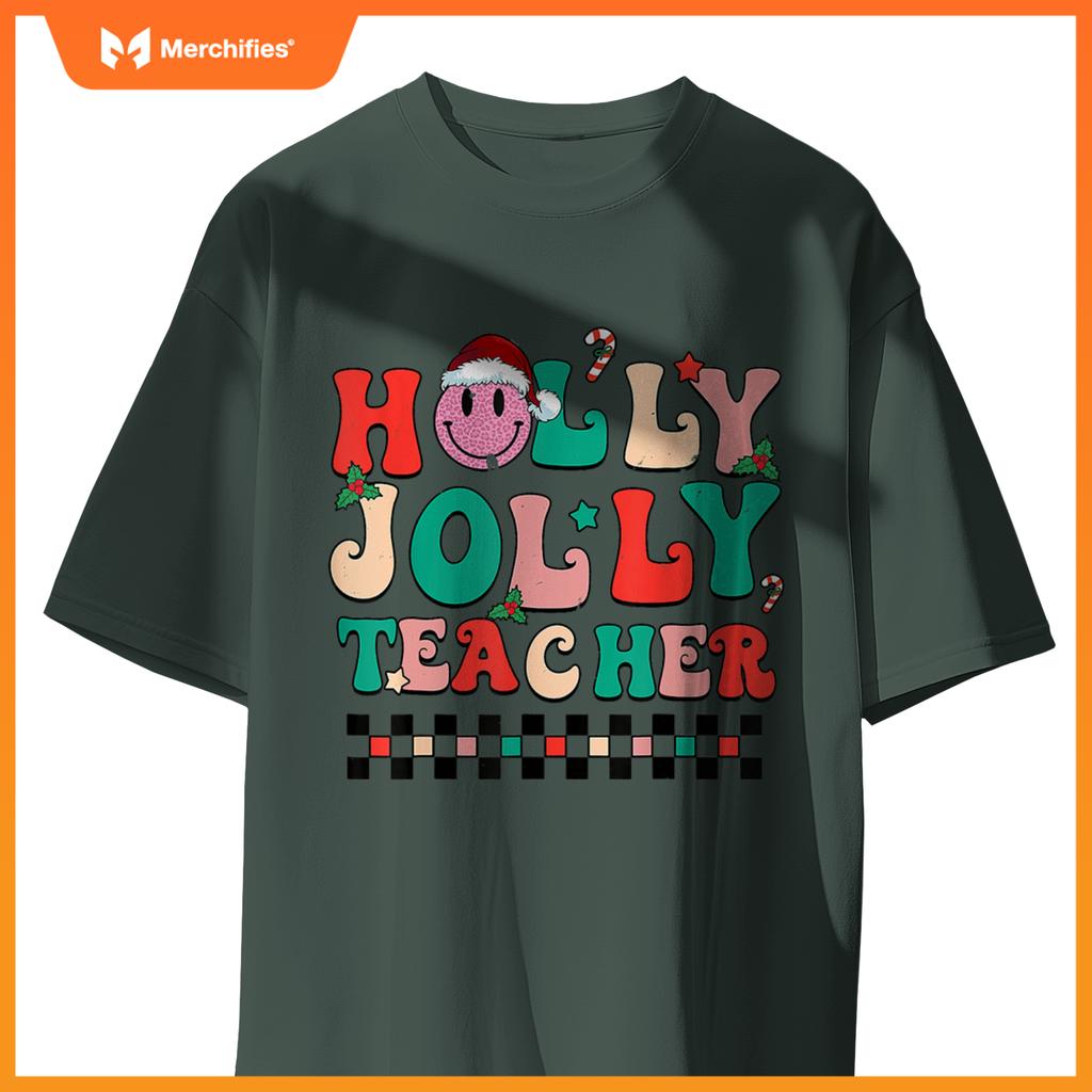 Groovy Retro Holly Xmas Jolly Teacher Christmas