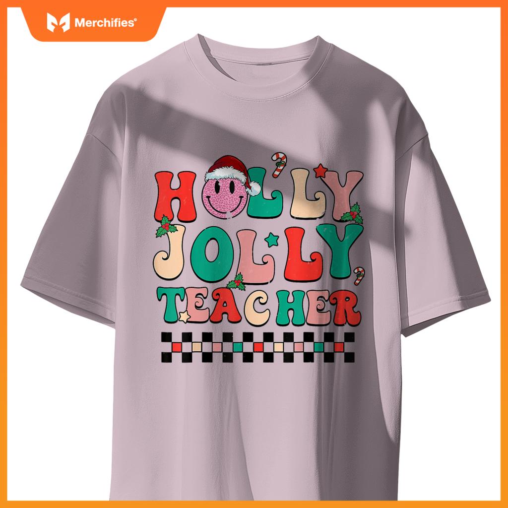 Groovy Retro Holly Xmas Jolly Teacher Christmas