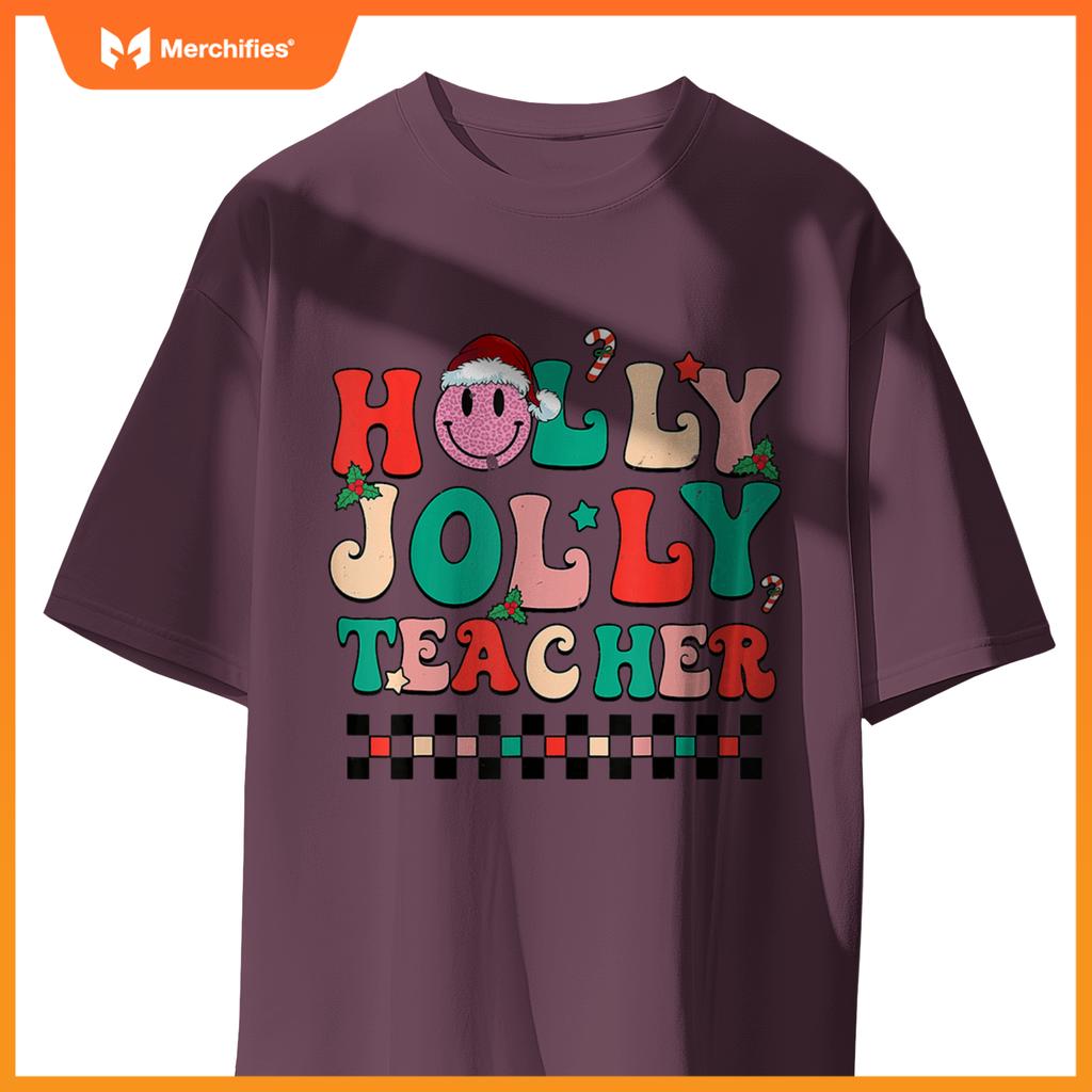 Groovy Retro Holly Xmas Jolly Teacher Christmas