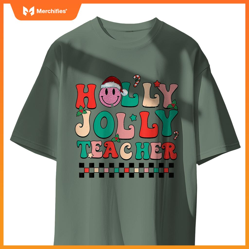 Groovy Retro Holly Xmas Jolly Teacher Christmas