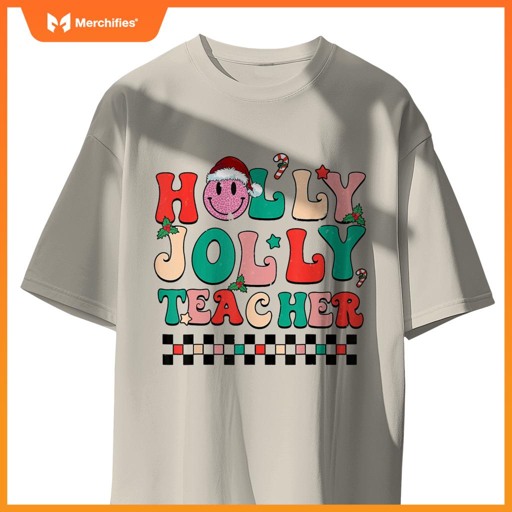 Groovy Retro Holly Xmas Jolly Teacher Christmas