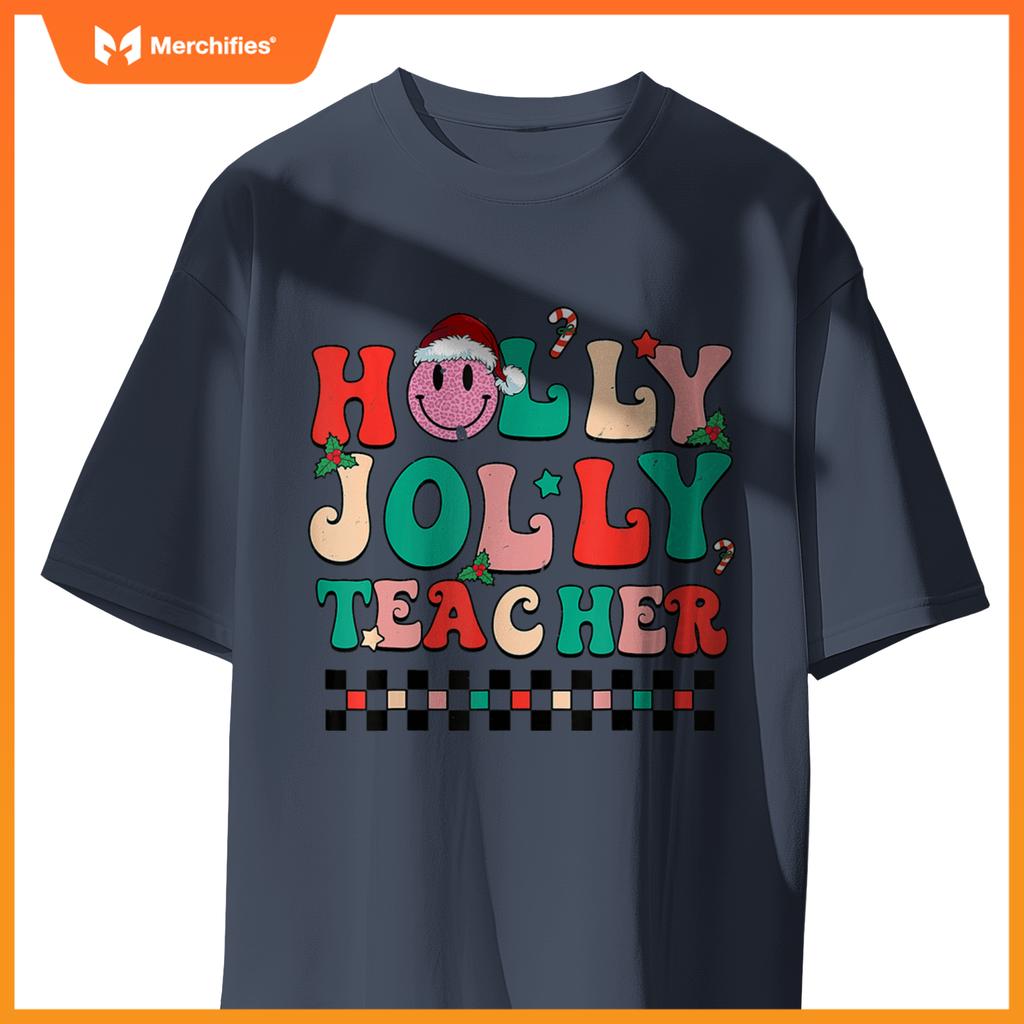 Groovy Retro Holly Xmas Jolly Teacher Christmas