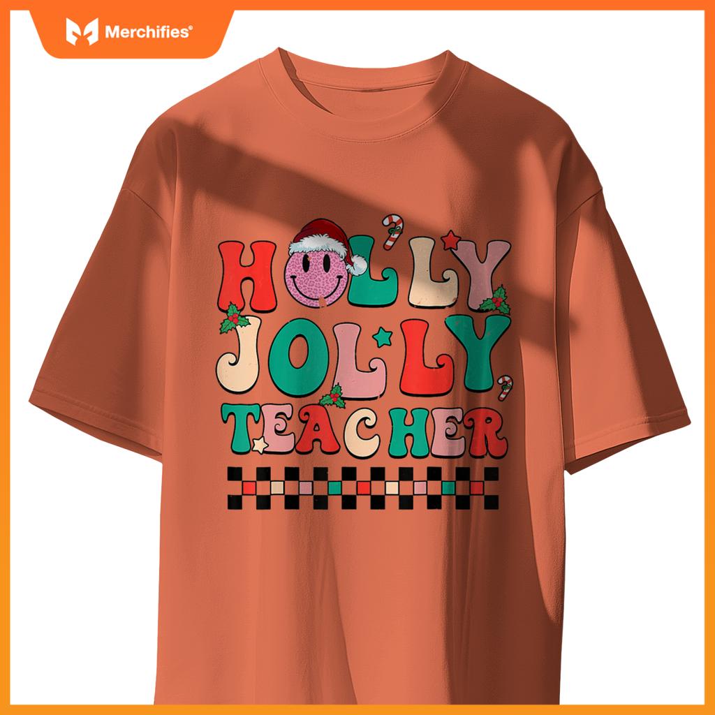 Groovy Retro Holly Xmas Jolly Teacher Christmas