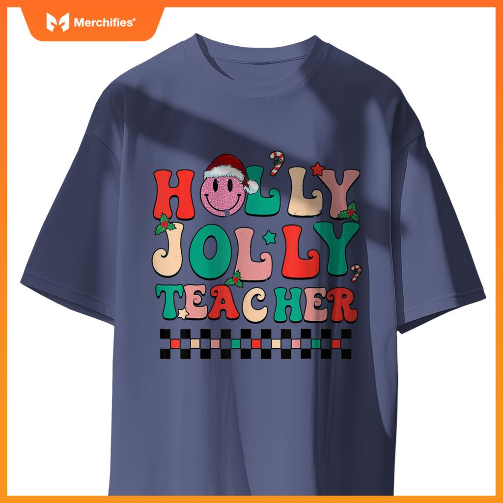 Groovy Retro Holly Xmas Jolly Teacher Christmas