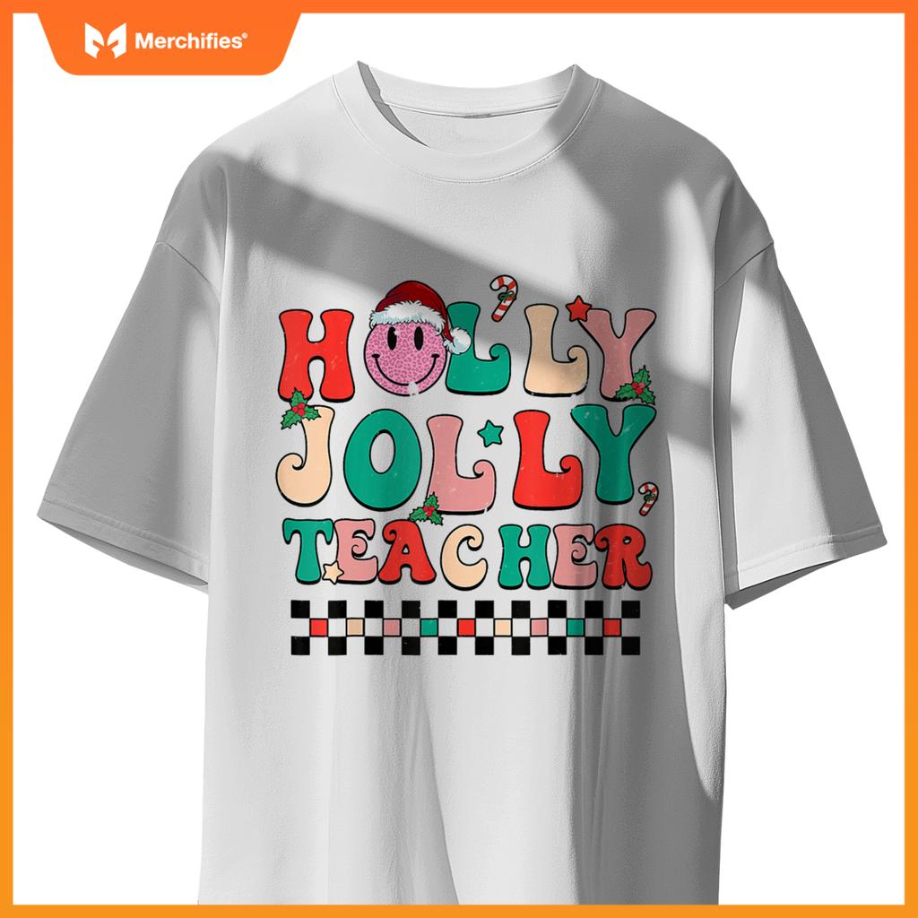 Groovy Retro Holly Xmas Jolly Teacher Christmas