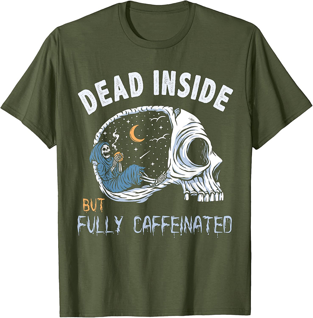 Halloween 2021 Dead Inside But Caffeinated Coffee Lover T-Shirt