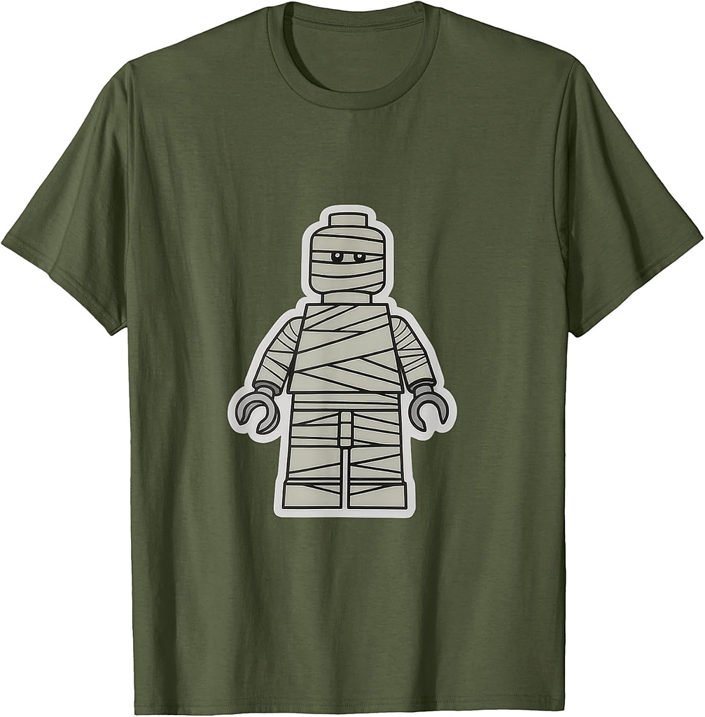 Halloween Building Brick Man - Mummy T-Shirt
