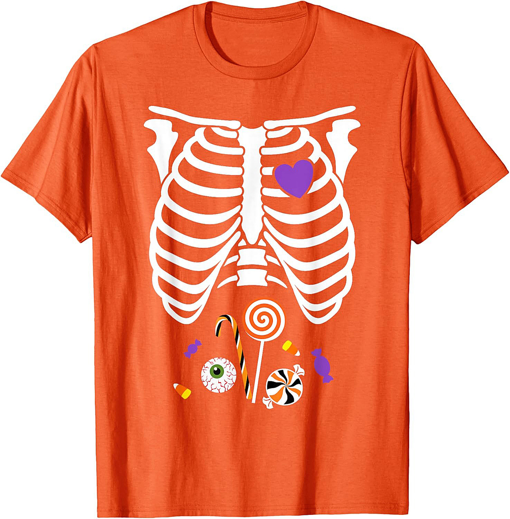 Halloween Candy Rib Cage X-Ray Funny Skeleton T-Shirt