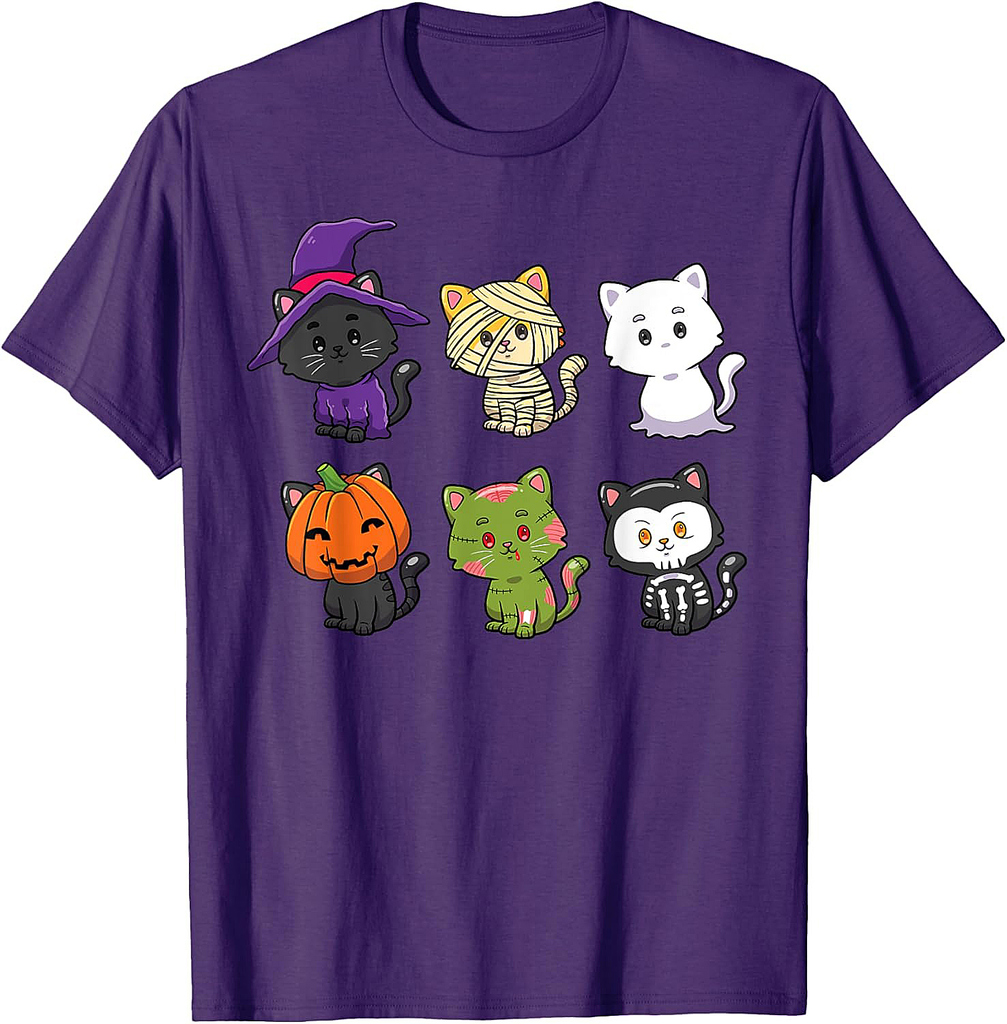 Halloween Cats Lover Gift Horror Cat Costume Spooky T-Shirt