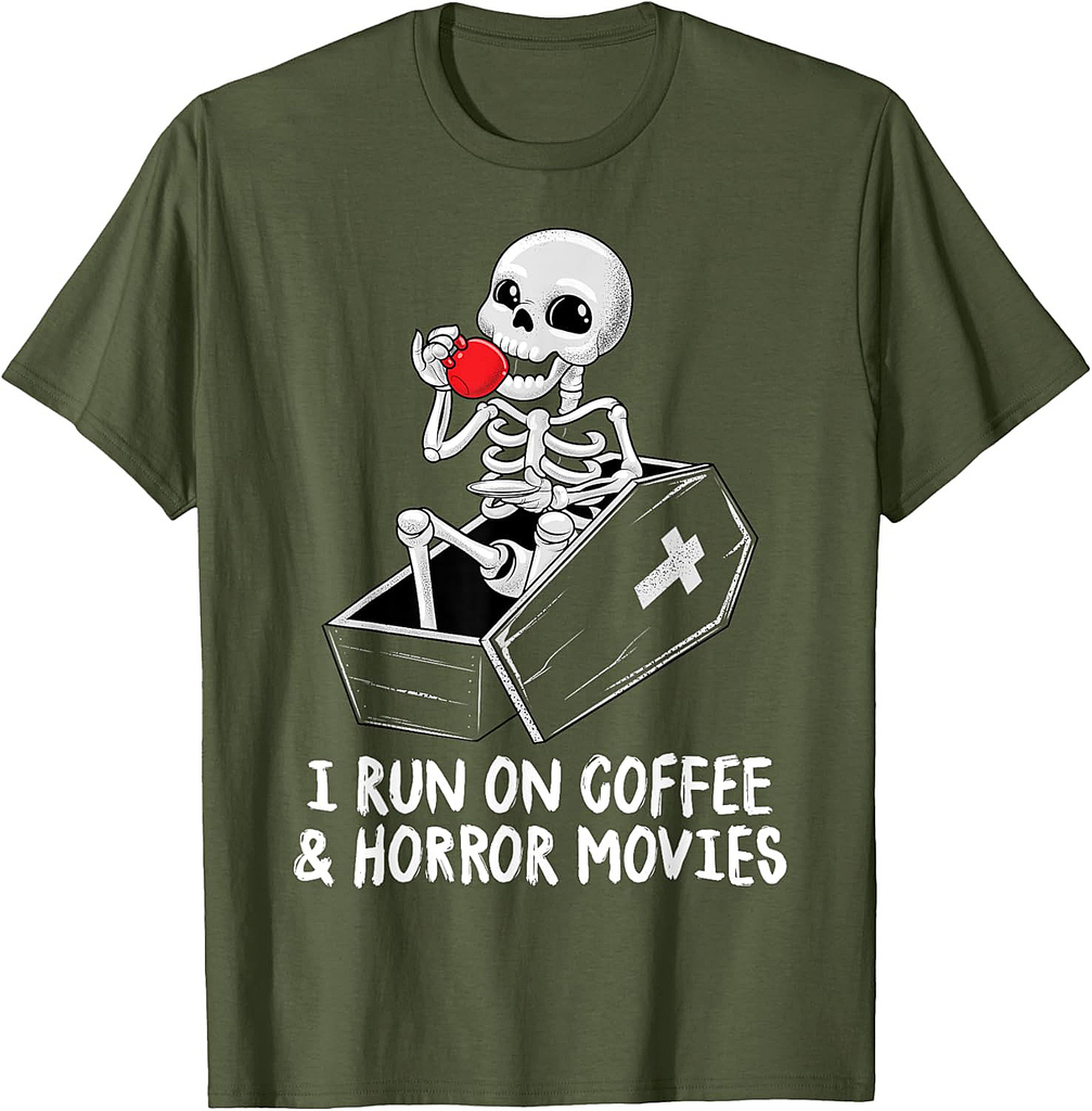 Halloween Coffee I Run on Coffee And Horror Movies Scary T-Shirt