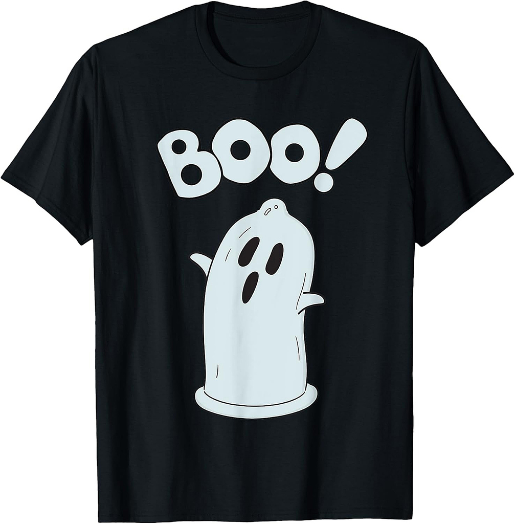 Halloween Condom Boo Ghost Spooky Ghost Face Easy Costume T-Shirt
