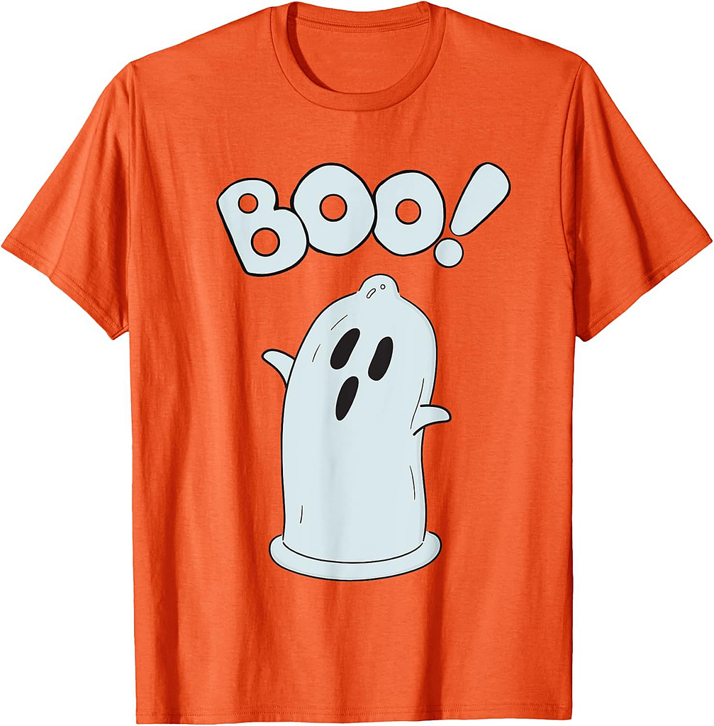 Halloween Condom Boo Ghost Spooky Ghost Face Easy Costume T-Shirt