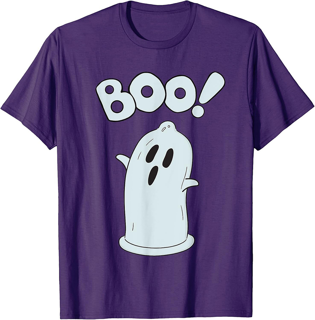 Halloween Condom Boo Ghost Spooky Ghost Face Easy Costume T-Shirt