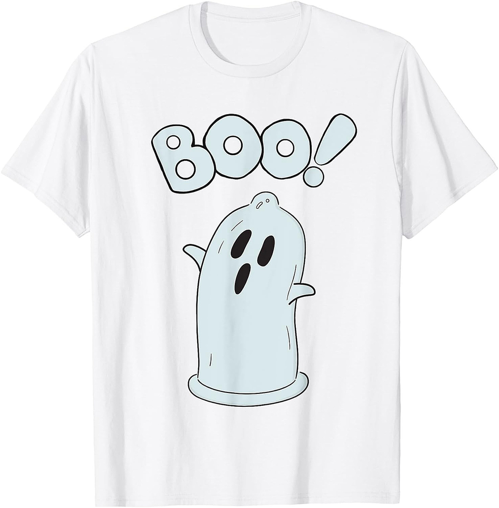 Halloween Condom Boo Ghost Spooky Ghost Face Easy Costume T-Shirt