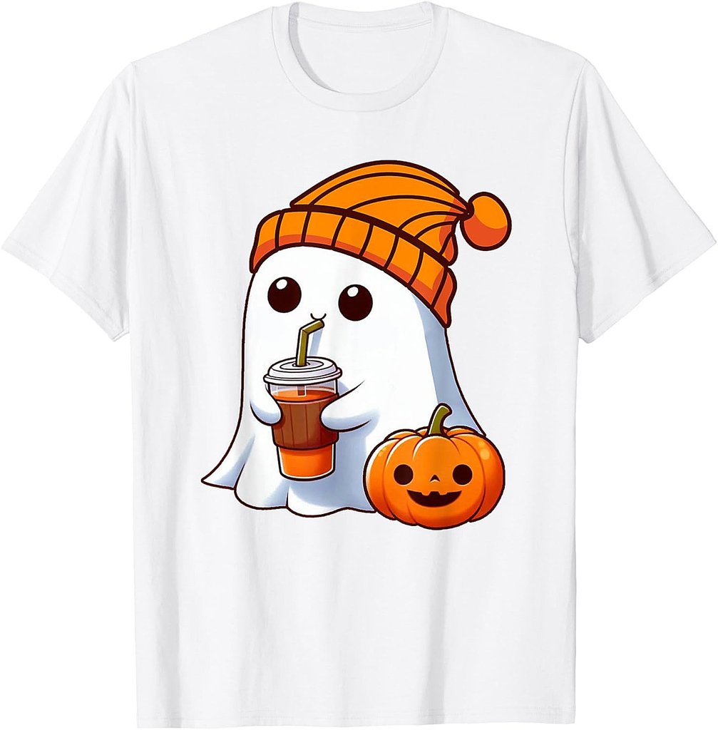 Halloween Costume Ghost drinking pumpkin Men Women girls T-Shirt