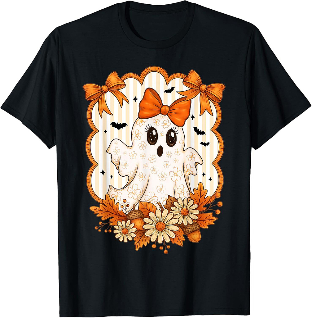 Halloween Ghost Spooky Season Autumn Fall Women Girls T-Shirt