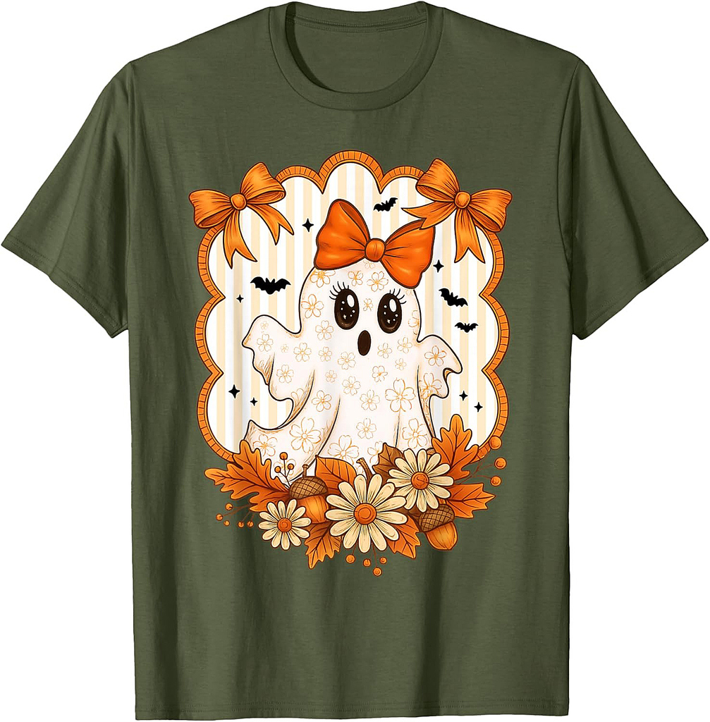 Halloween Ghost Spooky Season Autumn Fall Women Girls T-Shirt